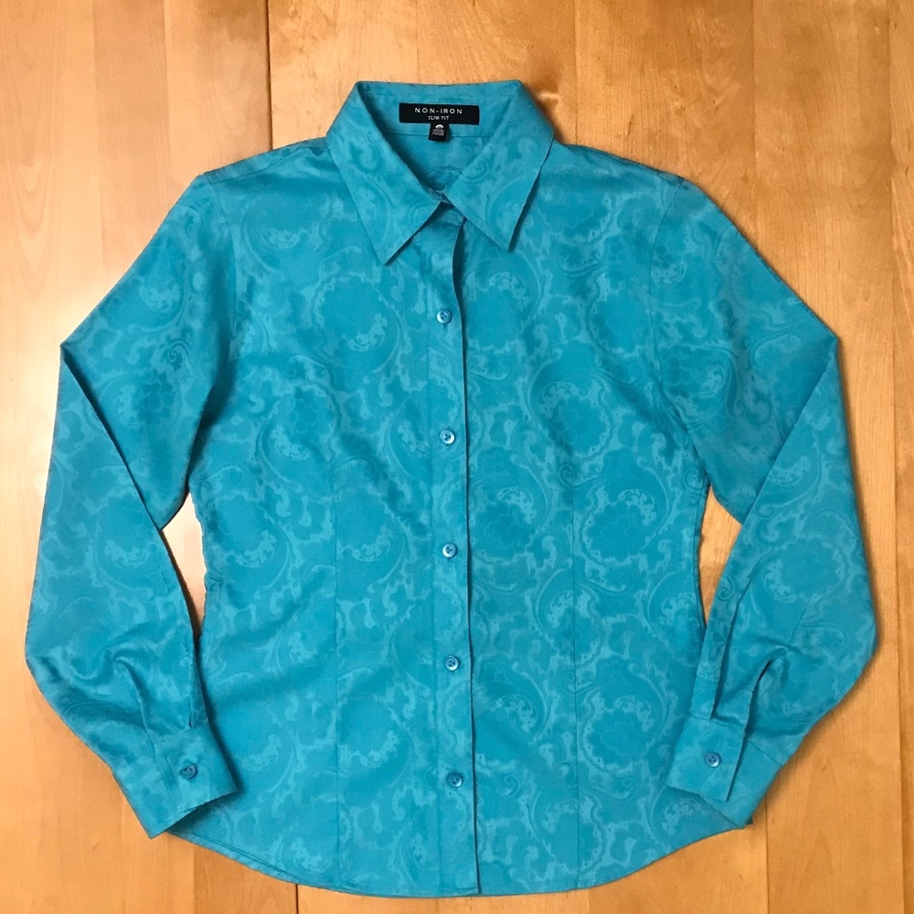 NWOT Floral Jacquard Button-up Shirt, 100% cotton